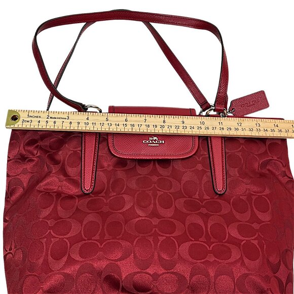 Coach Ward Steen With Leather Trim Monogram Purse Red Tag Tote Bag Pockets - Picture 13 of 16